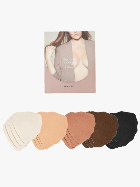 All five shades of Nood Game Changer Lift & Shape Bra on light gray background